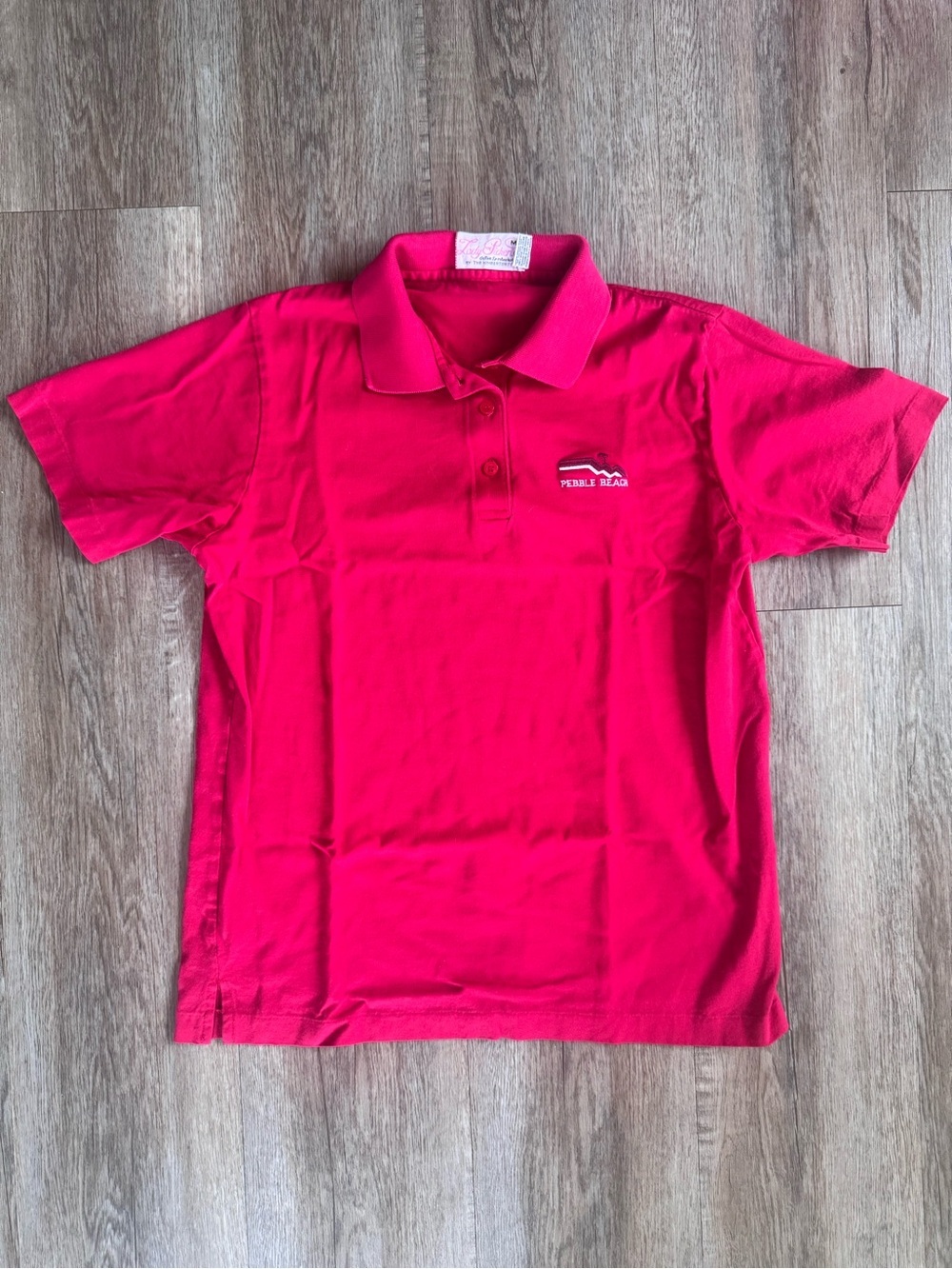 Vintage 80s 90s Pebble Beach Red Polo Single Stitch Shirt - size Medium